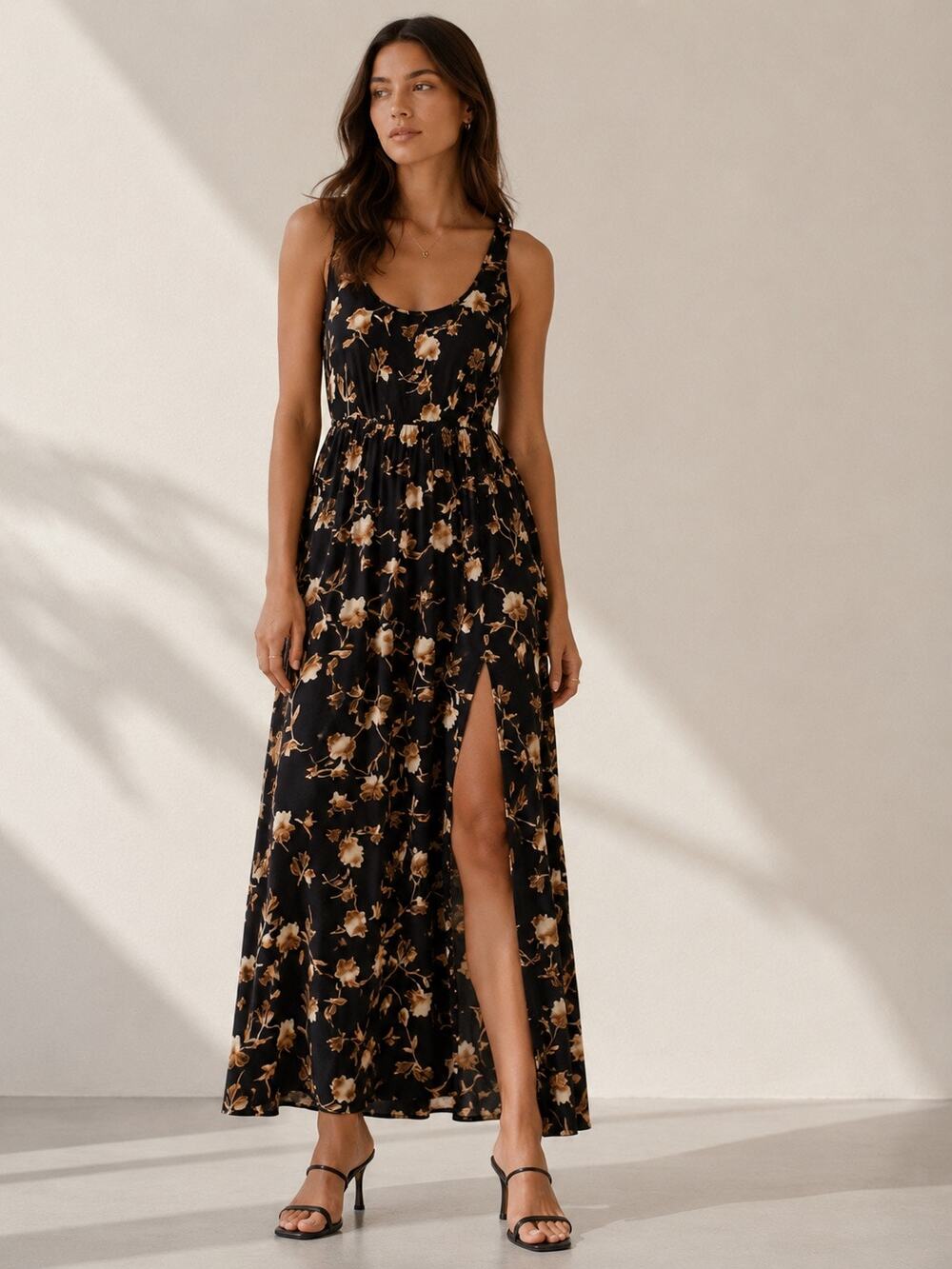 Saltwater Luxe Floral Maxi Dress High Slit Women’s Size XS